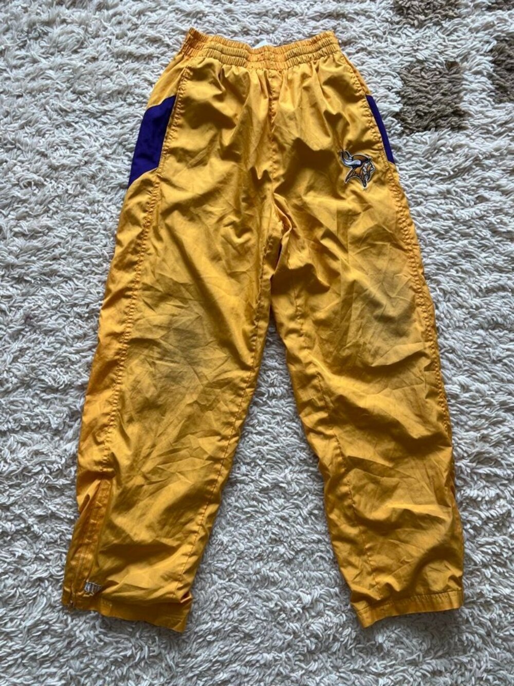 Vikings NFL Windbreaker Track Pants Yellow Purple Women’s Large